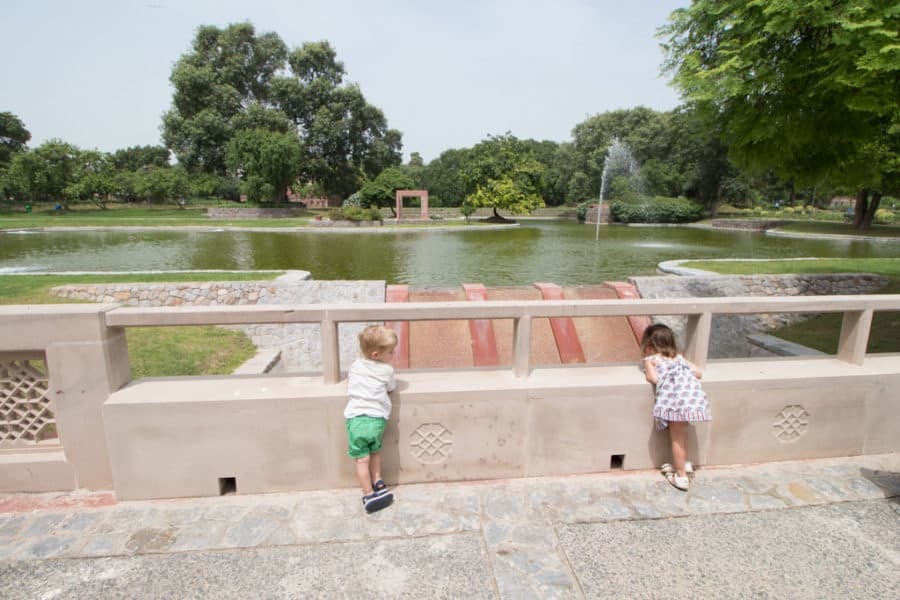 Two toddlers admire the view in one of the best parks in delhi