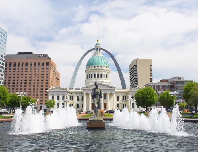Fountain in downtown St Louis, Missouri